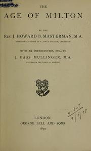 Cover of: The age of Milton: With an introd., etc
