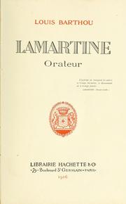 Cover of: Lamartine, orateur.