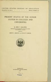 Cover of: Present status of the honor system in colleges and universities