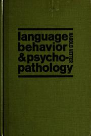 Cover of: Language behavior and psychopathology