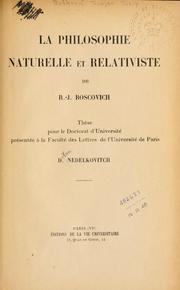 Cover of: La philosophie naturelle et relativiste de R.-J. Boscovich