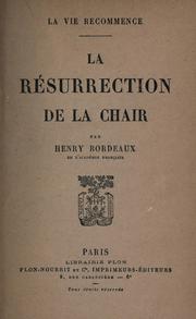 Cover of: La résurrection de la chair.
