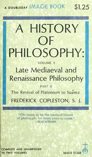 Cover of: Late Mediaeval and Renaissance philosophy by Frederick Charles Copleston