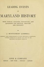 Cover of: Leading events of Maryland history by John Montgomery Gambrill