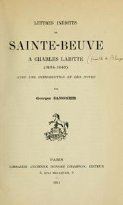 Lettres inédites de Sainte-Beuve a Charles Labitte (1834-1845) by Charles Augustin Sainte-Beuve