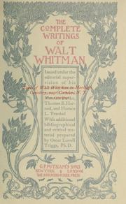 Cover of: The complete writings of Walt Whitman