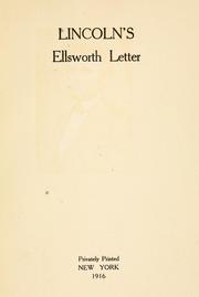 Cover of: Lincoln's Ellsworth letter.