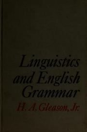 Cover of: Linguistics and English grammar by Gleason, Henry A.