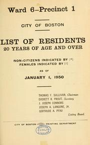 Cover of: List of residents. [title may vary]. by Boston, Massachusetts. Election Department.