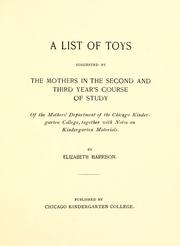Cover of: A list of toys suggested by the mothers in the second and third year's course of study