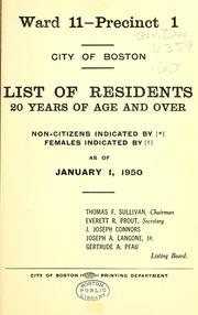 Cover of: List of residents. [title may vary]. by Boston, Massachusetts. Election Department.