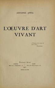 Cover of: L' oeuvre d'art vivant