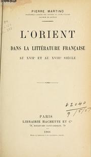 Cover of: orient dans la littérature française au 17é et au 18è siècle.