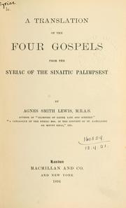 Cover of: A translation of the four Gospels from the Syriac of the Sinaitic palimpsest