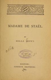 Cover of: Madame de Staël.
