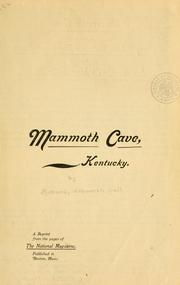 Cover of: Mammoth Cave, Kentucky ... | Richard Ellsworth Call