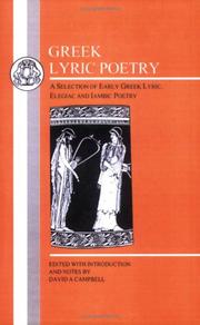 Cover of: Greek lyric poetry: a selection of early Greek lyric, elegiac, and iambic poetry