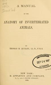 Cover of: Manual of the anatomy of invertebrated animals.