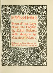 Cover of: Marie de France: seven of her lays done into English