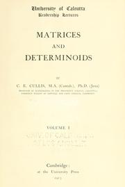 Cover of: ... Matrices and determinoids by Cuthbert Edmund Cullis