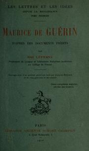 Cover of: Maurice de Guérin, d'après des documents inédits. by A. Lefranc