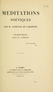 Cover of: Méditations poétiques. by Alphonse de Lamartine