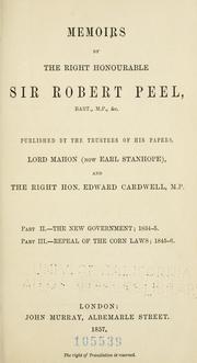 Cover of: Memoirs by the Right Honourable Sir Robert Peel.