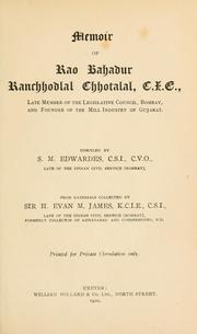 Cover of: Memoir of Rao Bahadur Ranchhodlal Chhotalal, C.I.E. by Stephen Meredyth Edwardes