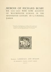 Cover of: Memoir of Richard Busby, D.D. (1606-1695): with some account of Westminster School in the seventeenth century
