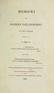 Cover of: Memoirs of modern philosophers.