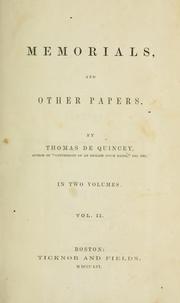 Cover of: Memorials, and other papers