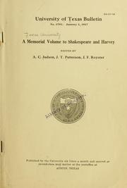 Cover of: A memorial volume to Shakespeare and Harvey