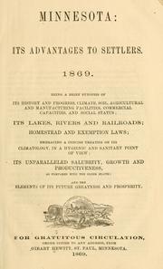 Cover of: Minnesota; its advantages to settlers. 1869. by Girart Hewitt