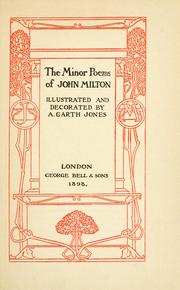 Cover of: The minor poems of John Milton by John Milton