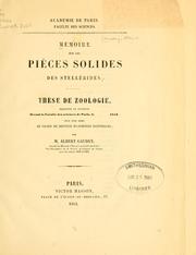 Cover of: Mémoire sur les pièces solides des stellérides ...
