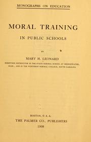 Cover of: Moral training in public schools