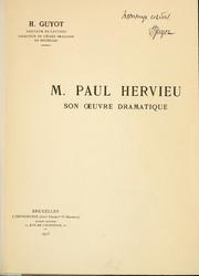 Cover of: M. Paul Hervieu, son oeurvre dramatique.