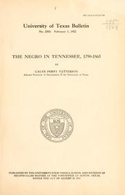 Cover of: ... The Negro in Tennessee, 1790-1865 by C. Perry Patterson