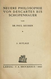 Cover of: Neuere philosophie von Descartes bis Schopenhauer
