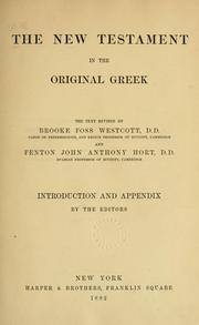 Cover of: The New Testament in the original Greek by by the editors.