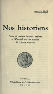 Cover of: Nos historiens by Henri d' Arles
