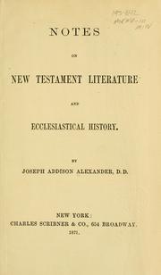 Cover of: Notes on New Testament literature and ecclesiastical history
