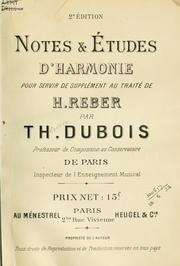 Cover of: Notes & études d'harmonie pour servir de supplément au traité de H. Reber. by Théodore Dubois