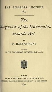 Cover of: The obligations of the universities towards art