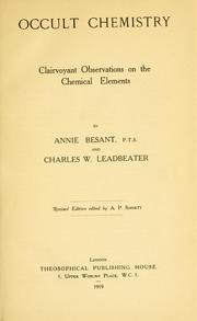 Cover of: Occult chemistry: clairvoyant observations on the chemical elements