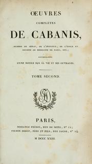 Cover of: Oeuvres complètes by P. J. G. Cabanis