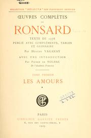 Cover of: Oeuvres complètes. by Pierre de Ronsard