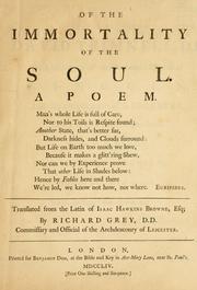 Cover of: Of the immortality of the soul: a poem