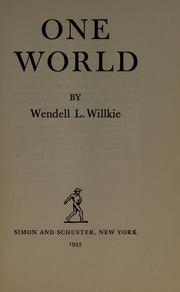 Cover of: One world