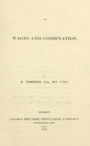 Cover of: On wages and combination